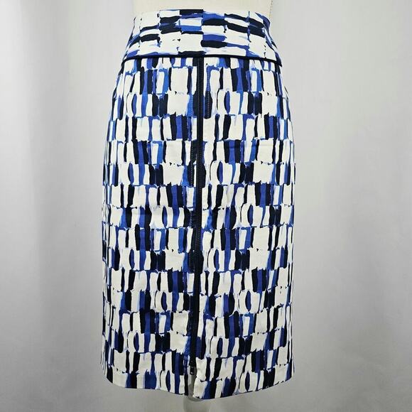 J'envie Women's Blue/White Cotton Abstract Print Skirt Size 4 - Picture 1 of 13